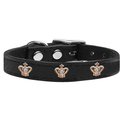 Mirage Pet Products Gold Crown Widget Genuine LeaTher Dog CollarBlack Size 14 83-48 Bk14